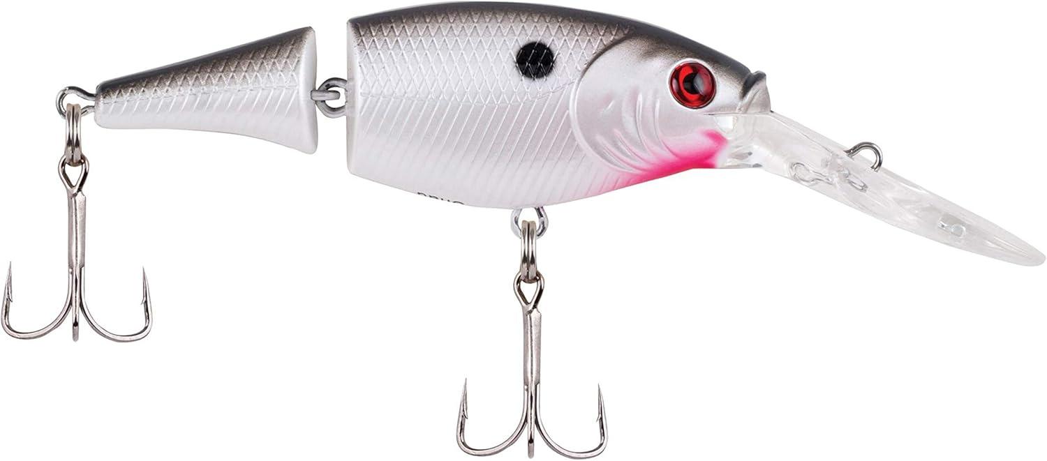 imageBerkley Flicker Shad Jointed Crankbait 2 Pack Red Tiger 13 oz 2 34in 79 Dive DepthPearl White
