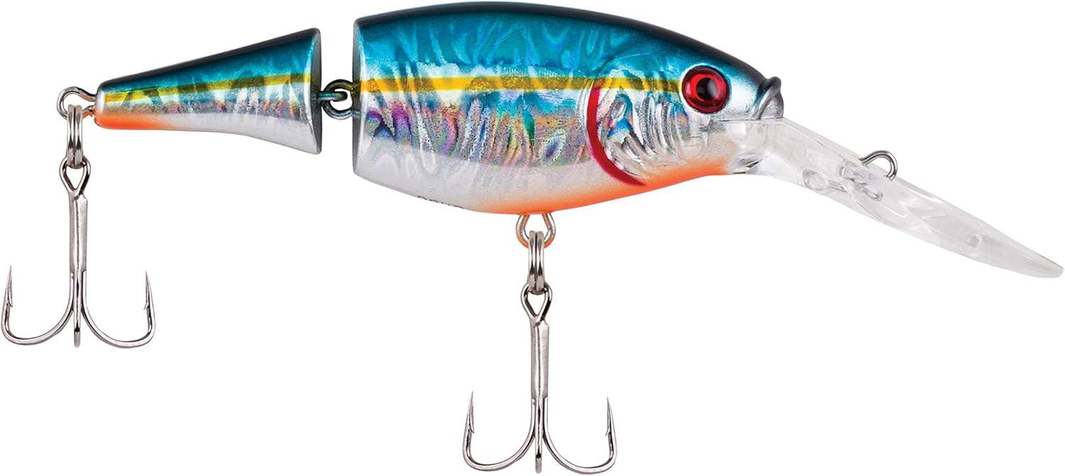 imageBerkley Flicker Shad Jointed Crankbait 2 Pack Red Tiger 13 oz 2 34in 79 Dive DepthSlick Blue Alewife