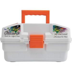 imageShakespeare CustomizeIt Tackle Box Kids Tackle Box with Tackle SpillProof Tray Includes 29 Pieces of Assorted Tackle 3 Sheets of CustomizeIt Stickers 2 Practice Casting Plugs Fishing Journal
