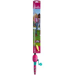 imageShakespeare Mattel Barbie Kit 26quot Spincast Combo for Kid GelTech Comfort Grip Handle Safety Hook Keeper Includes Practice Casting Plug