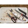 imageUgly Stik Ugly Tools Utility Knife for Fishing Red and Black Fixed Tanto Partially Serrated Stainless Steel Blade NonSlip Grip Handle Includes Line Cutter