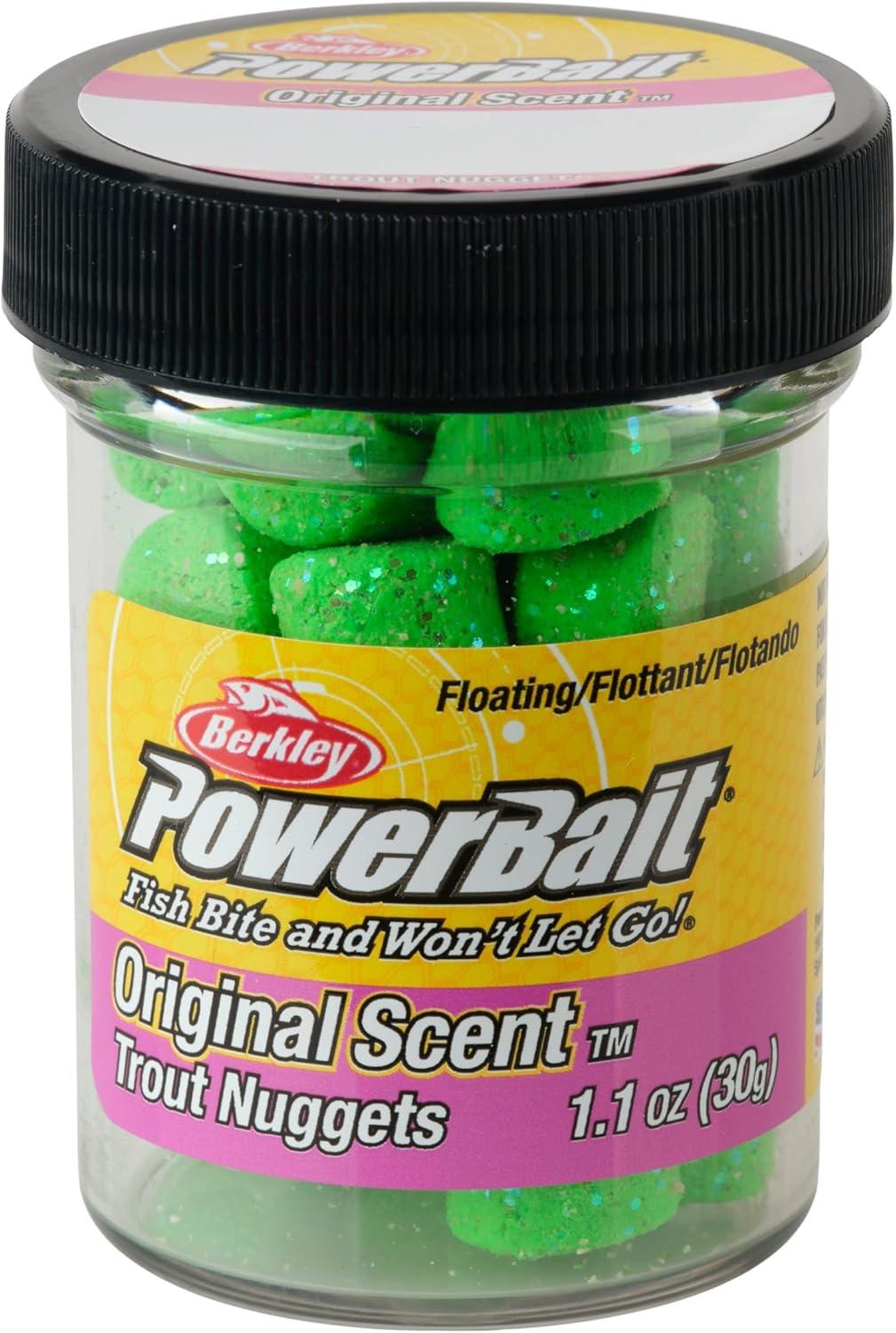 imageBerkley PowerBait Power Nuggets 4Pack Fishing Dough Bait Assorted Colors Scent Dispersion Technology Irresistible Scent and Flavor Moldable and Easy to UseSpring Green Glitter