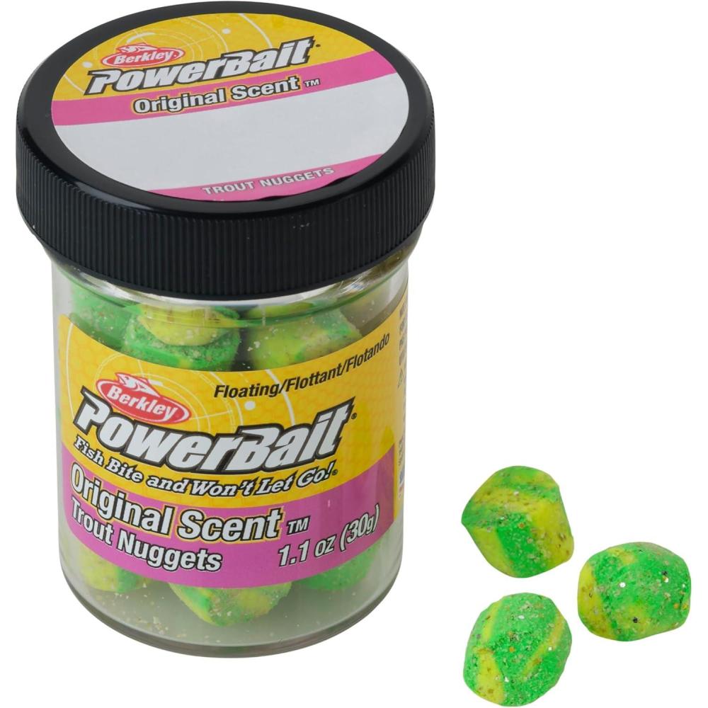 imageBerkley PowerBait Power Nuggets 4Pack Fishing Dough Bait Assorted Colors Scent Dispersion Technology Irresistible Scent and Flavor Moldable and Easy to UseLime Twist
