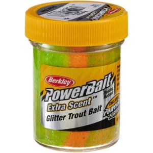 imageBerkley PowerBait Glitter Trout Bait Silver Vein Fishing Dough Bait Scent Dispersion Technology Irresistible Scent and Flavor Moldable and Easy to UseRainbow