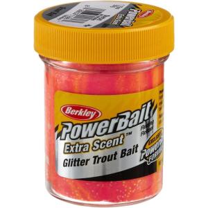 imageBerkley PowerBait Glitter Trout Bait Silver Vein Fishing Dough Bait Scent Dispersion Technology Irresistible Scent and Flavor Moldable and Easy to UseSherbet