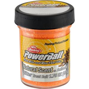 imageBerkley PowerBait Natural Glitter Trout Fishing Dough BaitFluorescent Orange  Aniseed Scent
