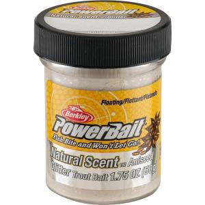 imageBerkley PowerBait Natural Glitter Trout Fishing Dough BaitWhite  Aniseed Scent