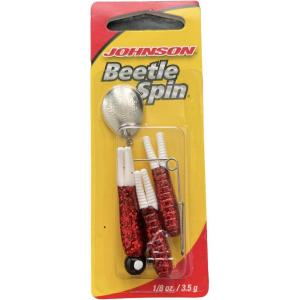 imageBerkley Johnson Beetle Spin Nickel Blade Fishing Lure Red SparkleWhite 15 inchesRed SparkleWhite