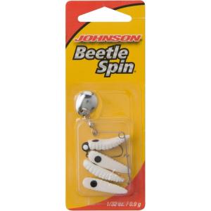 imageBerkley Johnson Beetle Spin Nickel Blade Fishing Lure Red SparkleWhite 15 inchesWhite with Black Spots
