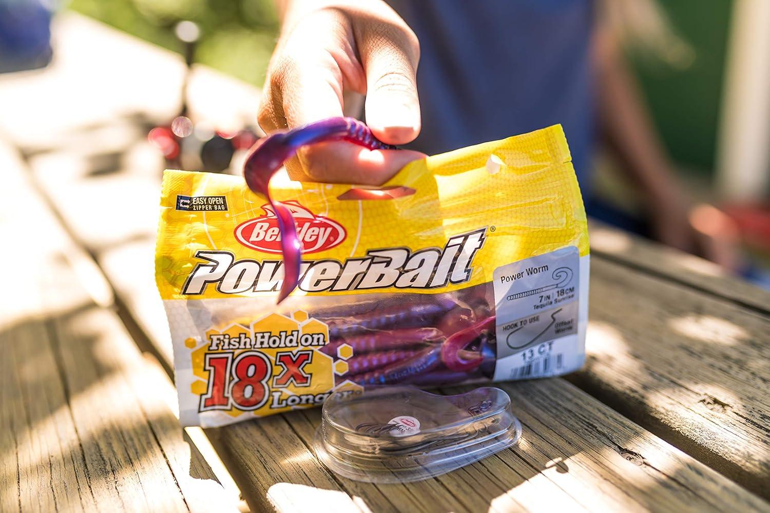 imageBerkley PowerBait Power Worms Fishing Soft BaitPumpkin Chartreuse
