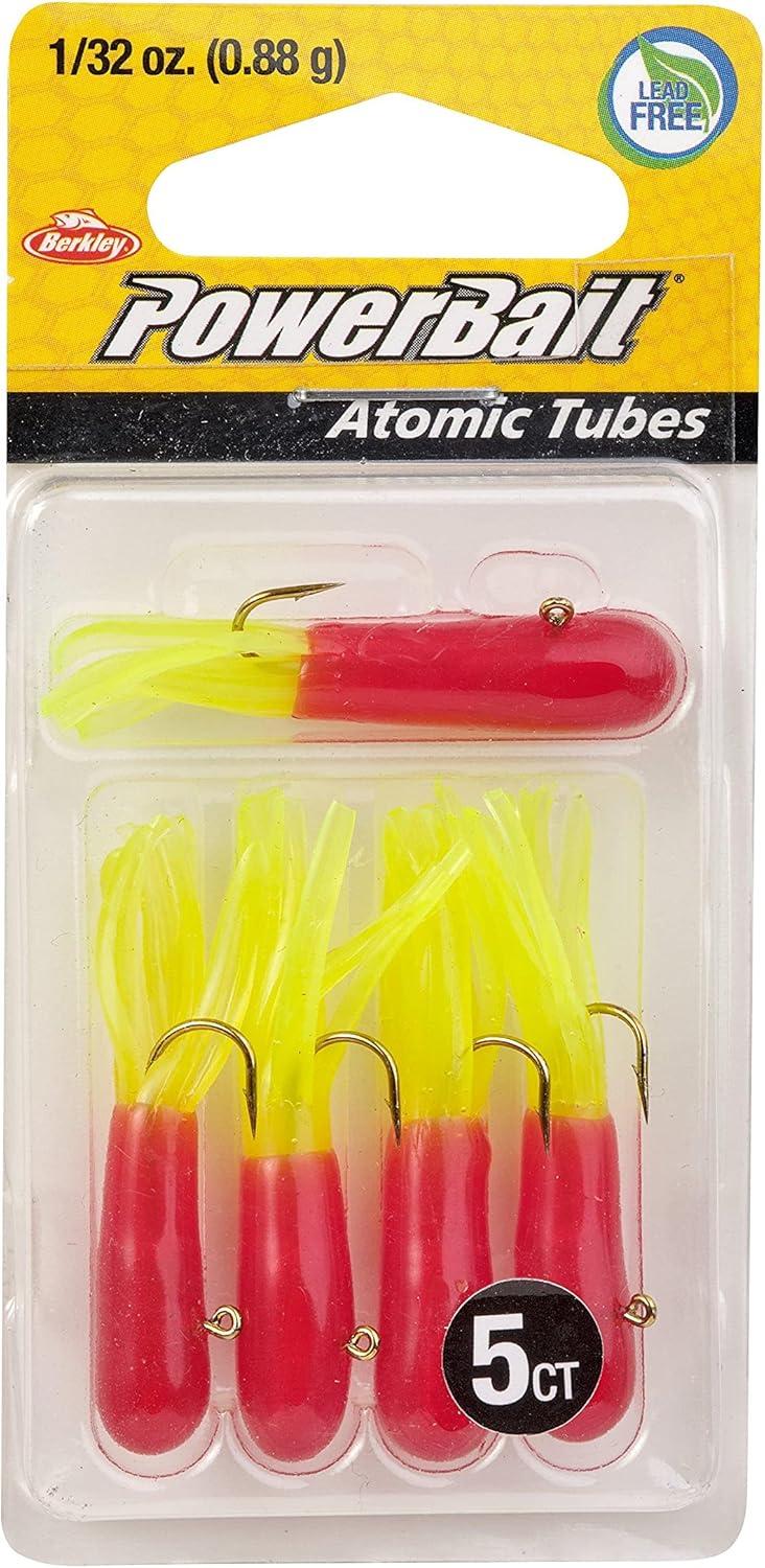 imageBerkley PowerBait PreRigged Atomic Tubes Fishing Soft BaitRed Chartreuse