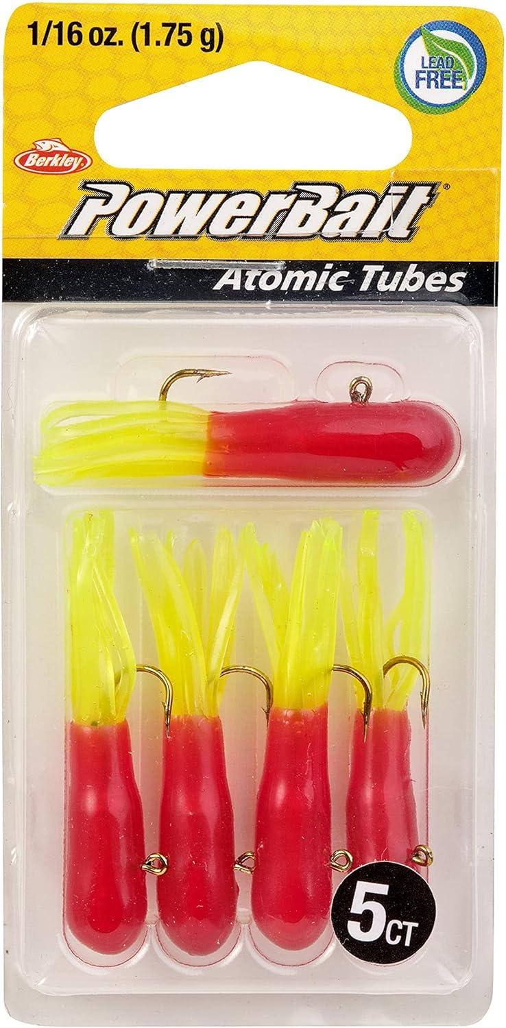 imageBerkley PowerBait PreRigged Atomic Tubes Fishing Soft BaitRed Chartreuse