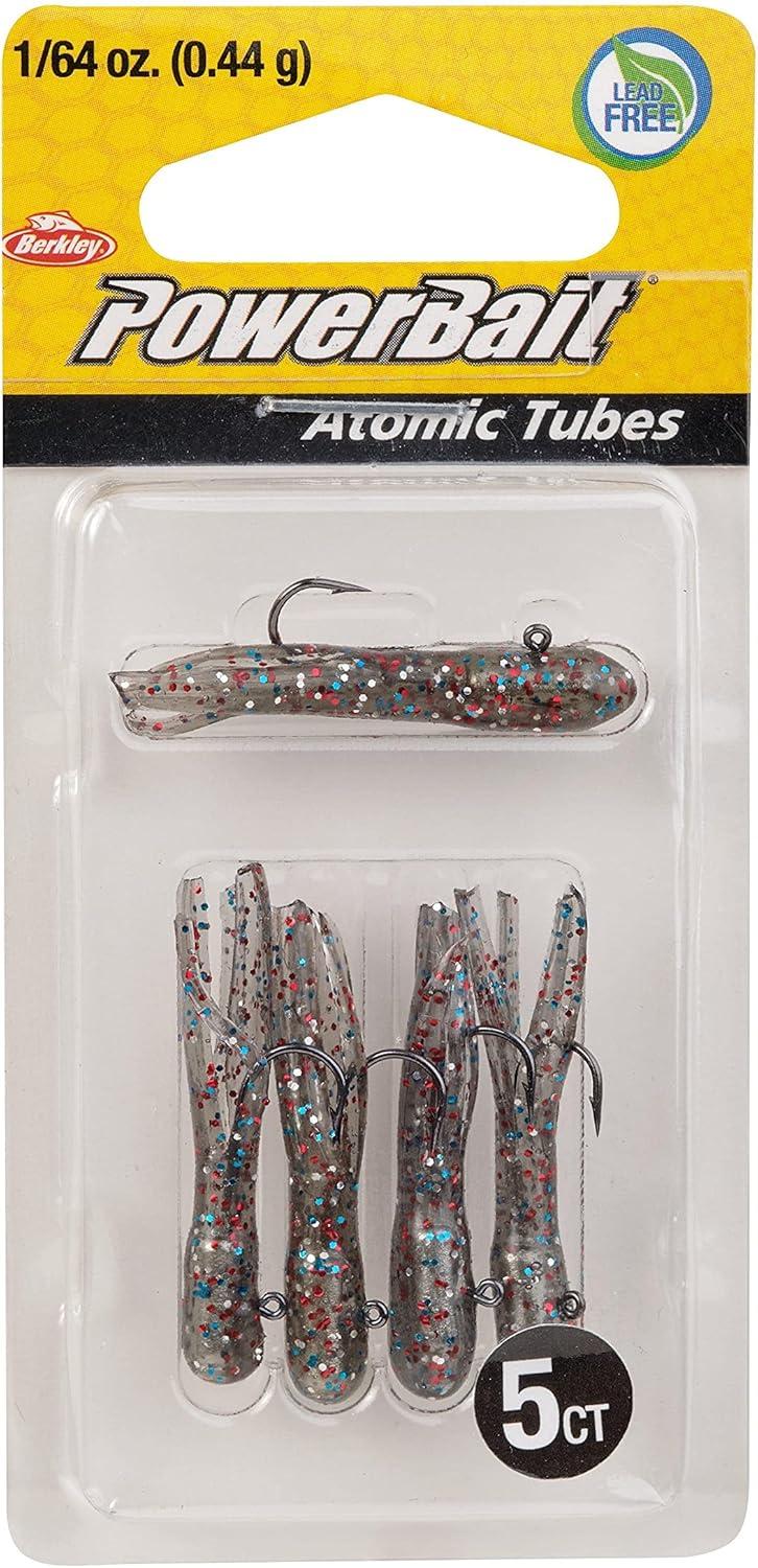 imageBerkley PowerBait PreRigged Atomic Tubes Fishing Soft BaitSmoke Rainbow Sparkle