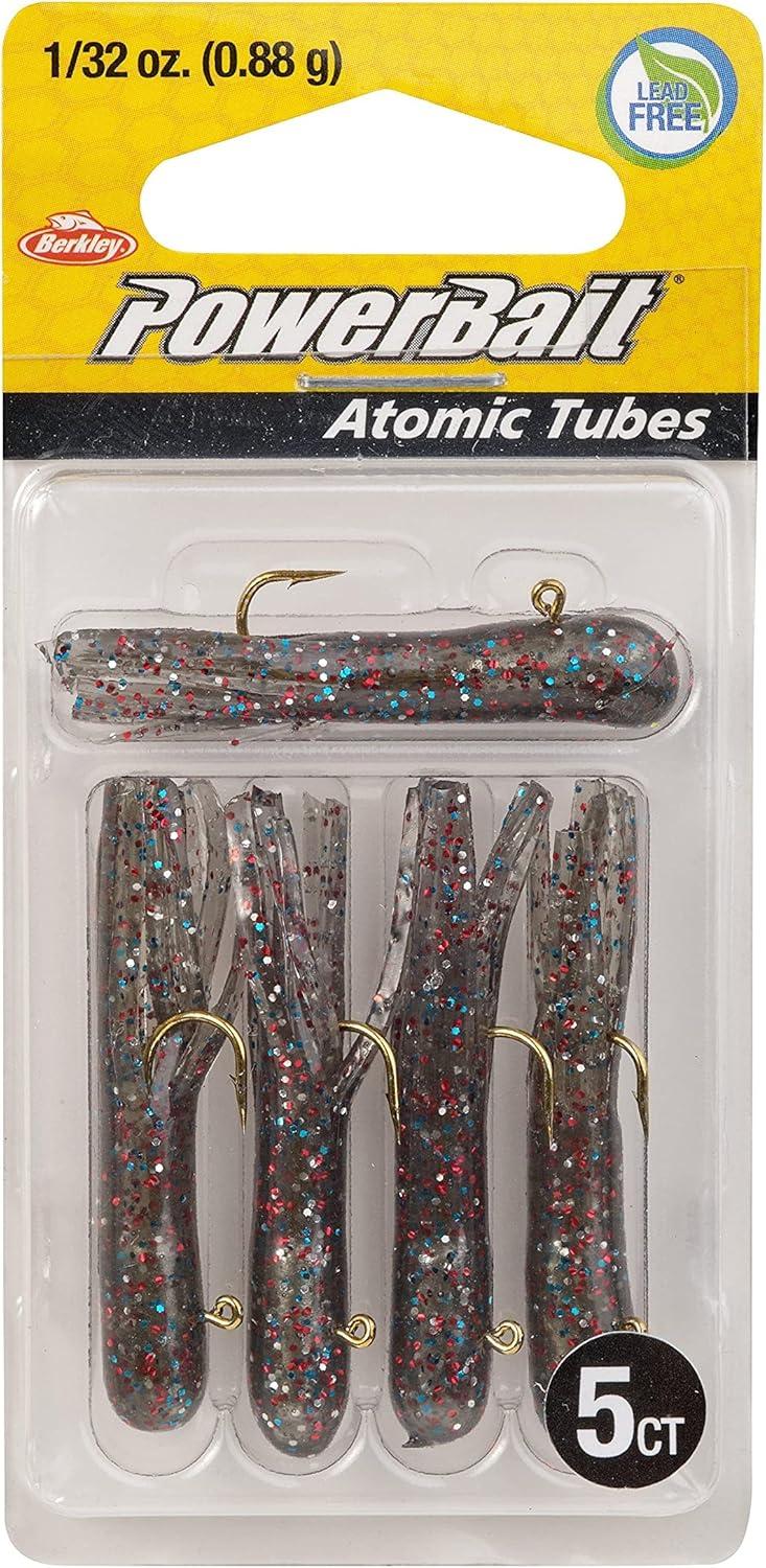 imageBerkley PowerBait PreRigged Atomic Tubes Fishing Soft BaitSmoke Rainbow Sparkle