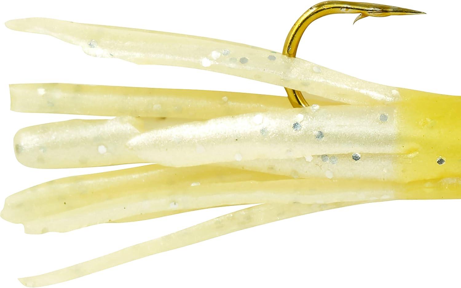 imageBerkley PowerBait PreRigged Atomic Tubes Fishing Soft BaitYellow Pearl Silver Fleck