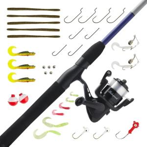 imageShakespeare Catch More Fish Spinning Reel and Fishing Rod Combo with KitLakePond  Grey